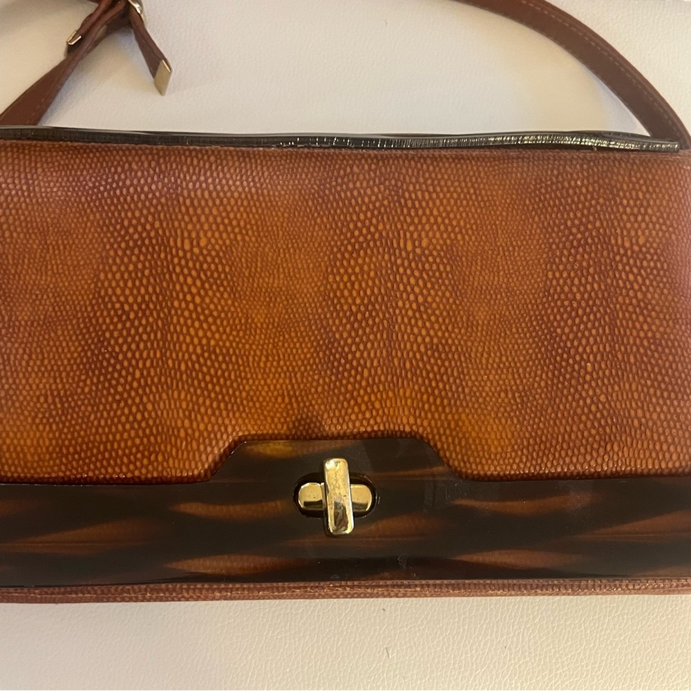 True Vintage Women's Bag with Tortoise Shell Lucite Trim and Gold Hardware
